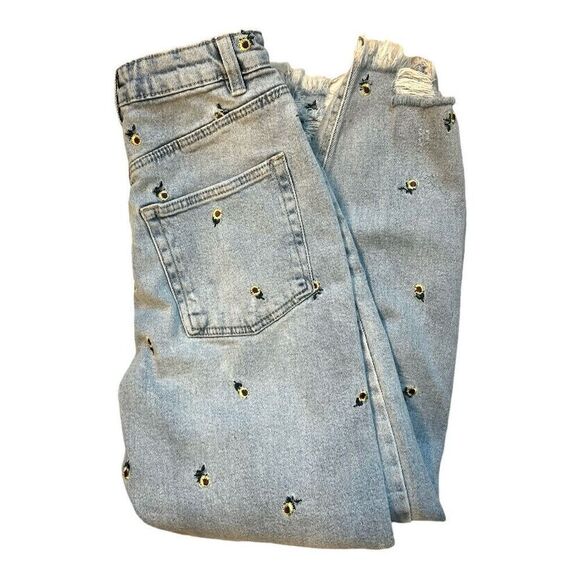 NWT Womens Tinseltown Y2K Retro Sunflower 90s Embroidered Loose Mom Jeans - Sz 0 - Picture 4 of 4